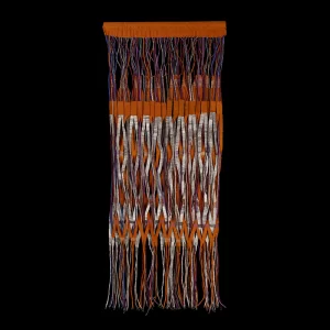 Entrelazado en naranja y gris «multicolor», 1969. 200×80 cm; lana, algodón y lino.