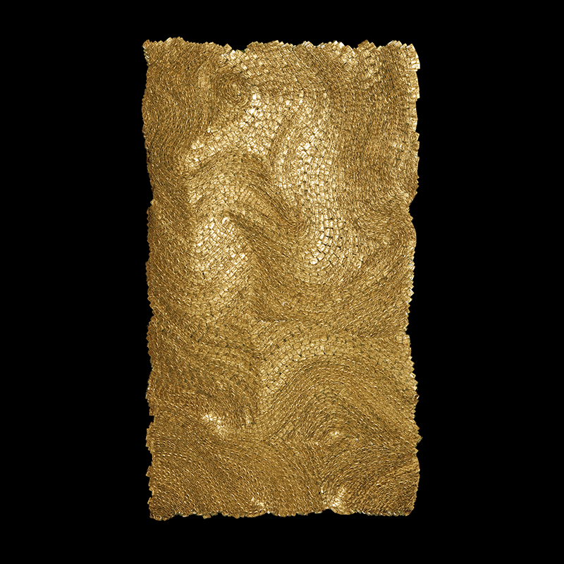 Strata XI, 2008. 120×70 cm; lino, gesso, acrílico y hoja de oro.