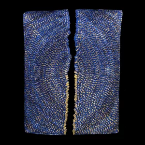 Pozo azul 2/13, 2012. 80×60 cm; lino, gesso y acrílico.