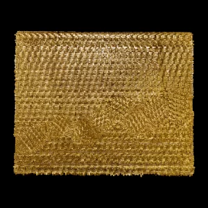 Memento 8, 2013. 160×200 cm; lino, gesso, acrílico y hoja de oro.