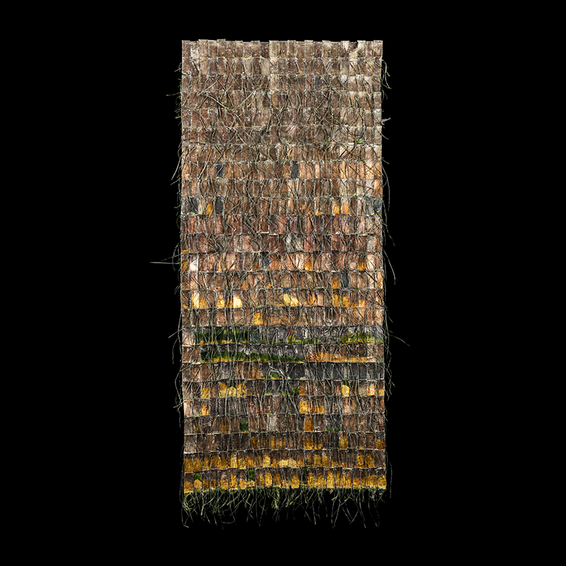 Alquimia 004, 2015. 135×55 cm; lino, gesso, acrílico y platino.